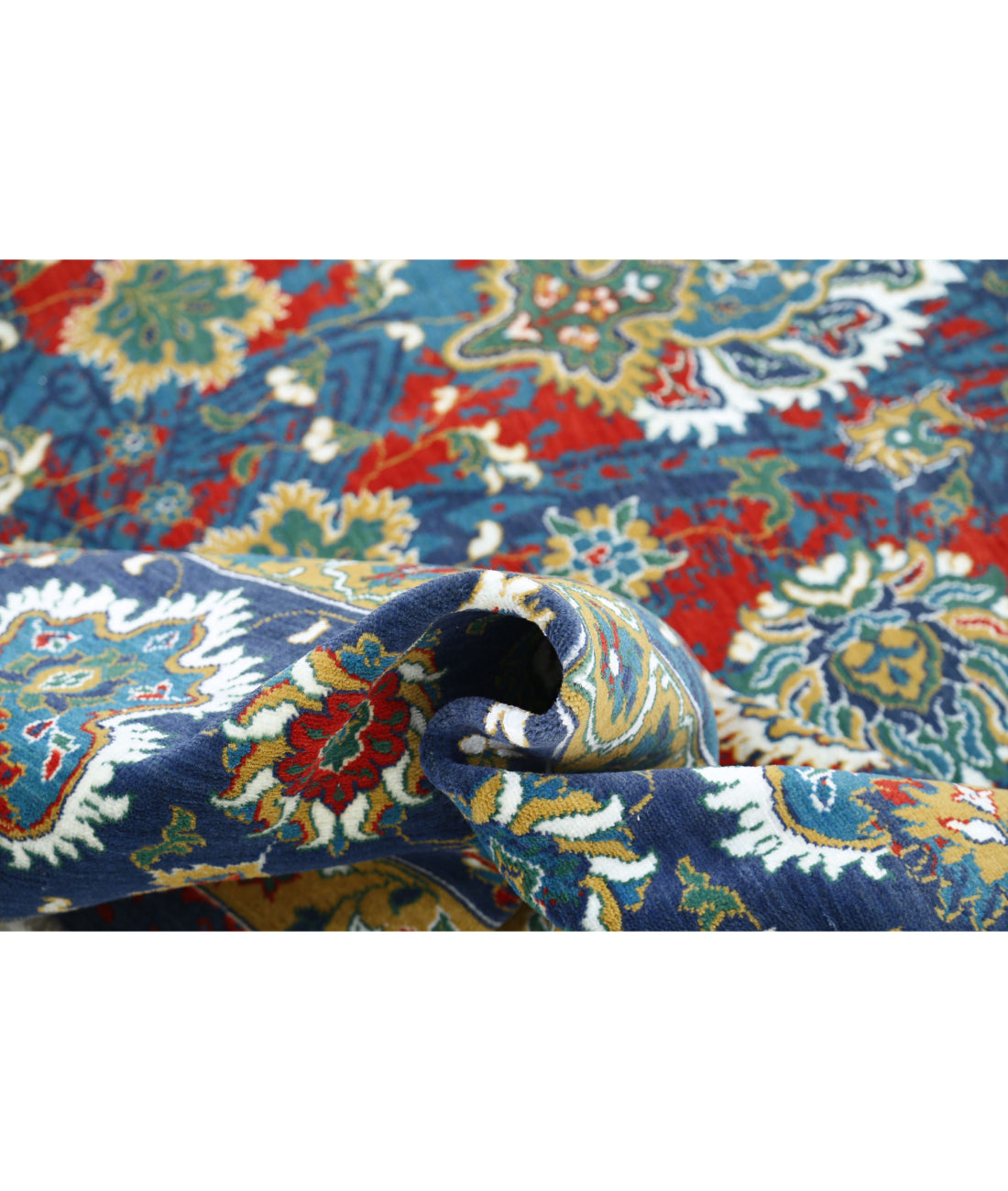 Gulshan 8'10'' X 12'2'' Power-Loomed Wool-Bamboo Silk Rug 8'10'' x 12'2'' (265 X 365) / Blue / Red