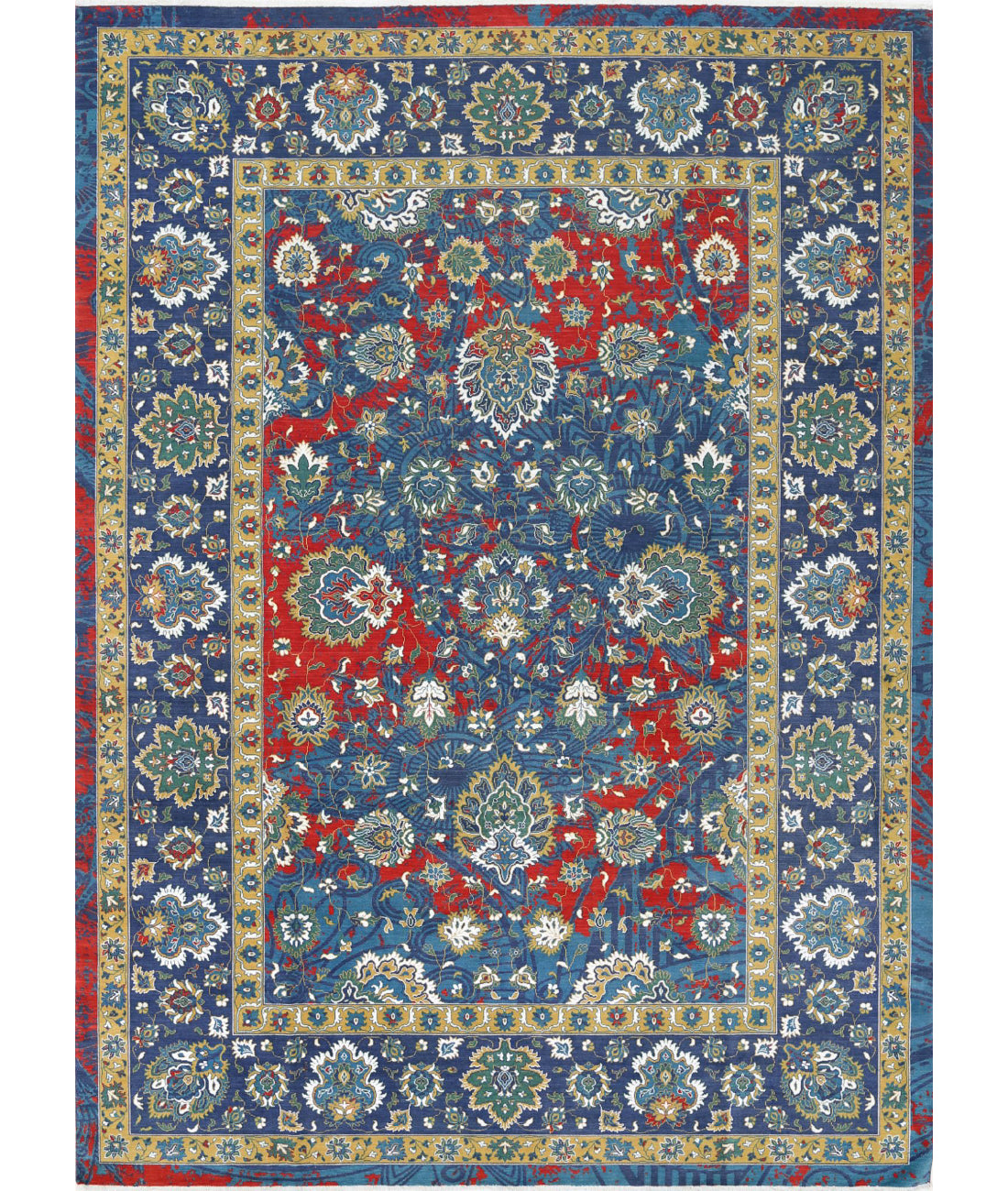 Gulshan 8'10'' X 12'2'' Power-Loomed Wool-Bamboo Silk Rug 8'10'' x 12'2'' (265 X 365) / Blue / Red