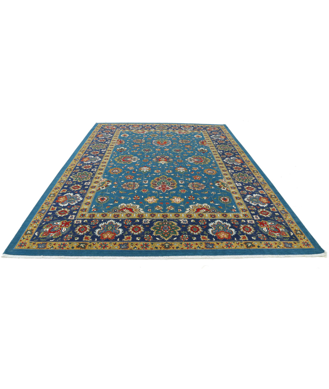 Gulshan 8'10'' X 12'3'' Power-Loomed Wool-Bamboo Silk Rug 8'10'' x 12'3'' (265 X 368) / Teal / Blue