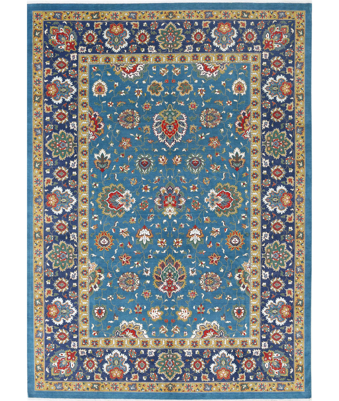 Gulshan 8'10'' X 12'3'' Power-Loomed Wool-Bamboo Silk Rug 8'10'' x 12'3'' (265 X 368) / Teal / Blue