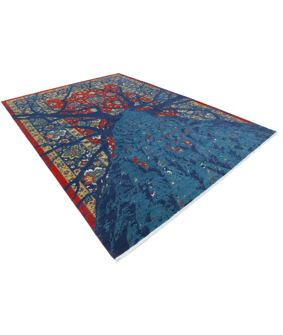 Gulshan 8'10'' X 12'3'' Power-Loomed Wool-Bamboo Silk Rug 8'10'' x 12'3'' (265 X 368) / Blue / Red