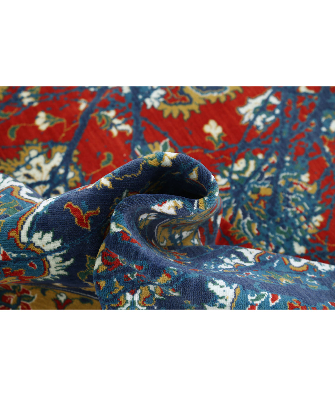 Gulshan 8'10'' X 12'3'' Power-Loomed Wool-Bamboo Silk Rug 8'10'' x 12'3'' (265 X 368) / Blue / Red
