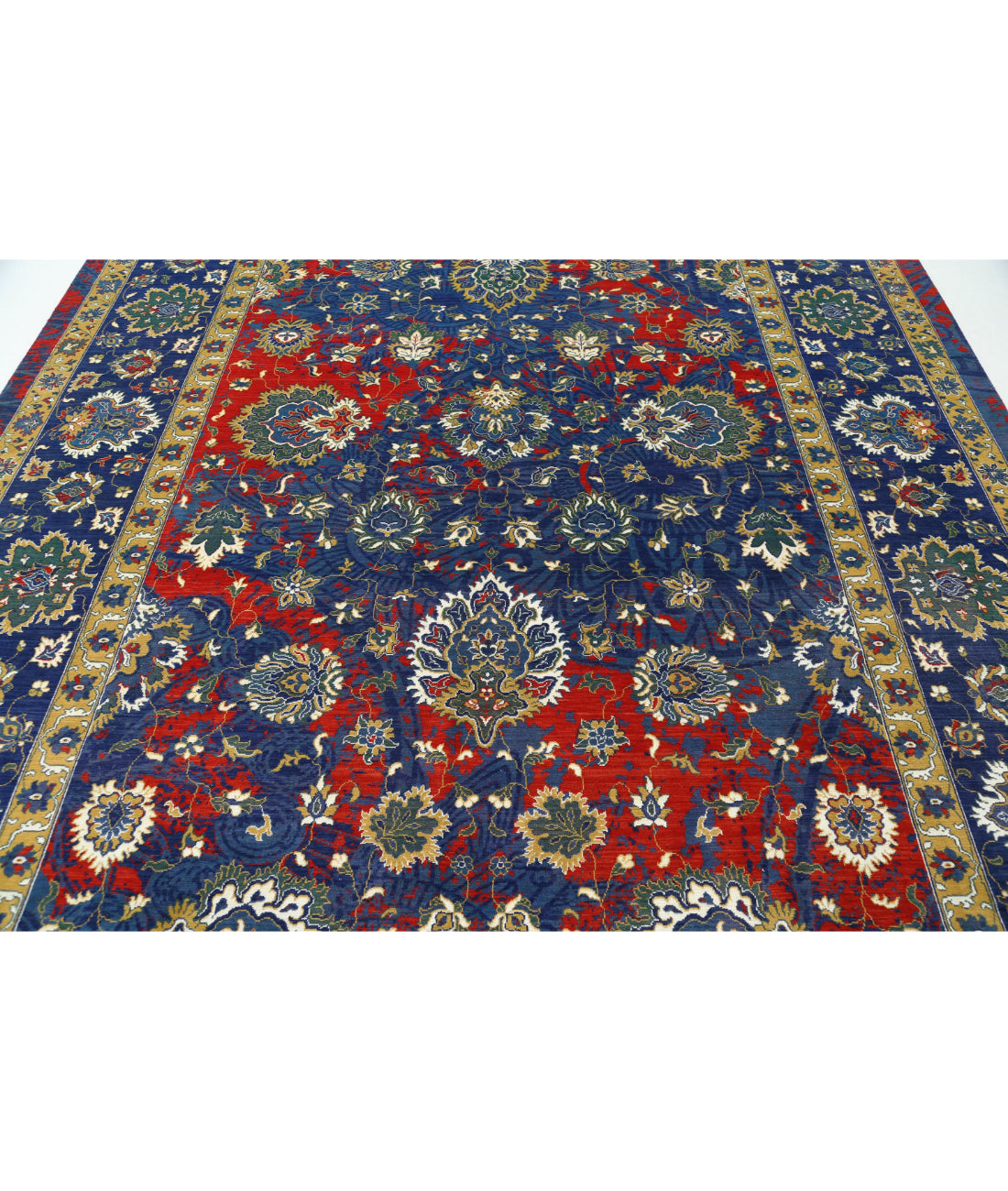 Gulshan 8'11'' X 12'2'' Power-Loomed Wool-Bamboo Silk Rug 8'11'' x 12'2'' (268 X 365) / Red / Blue