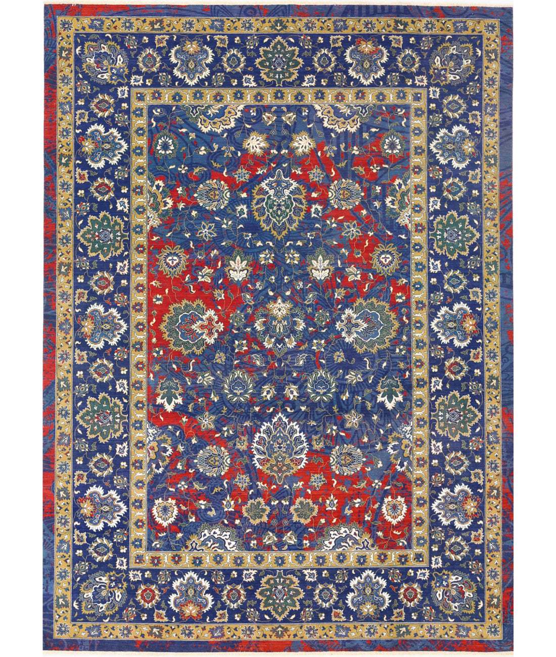 Gulshan 8'11'' X 12'2'' Power-Loomed Wool-Bamboo Silk Rug 8'11'' x 12'2'' (268 X 365) / Red / Blue