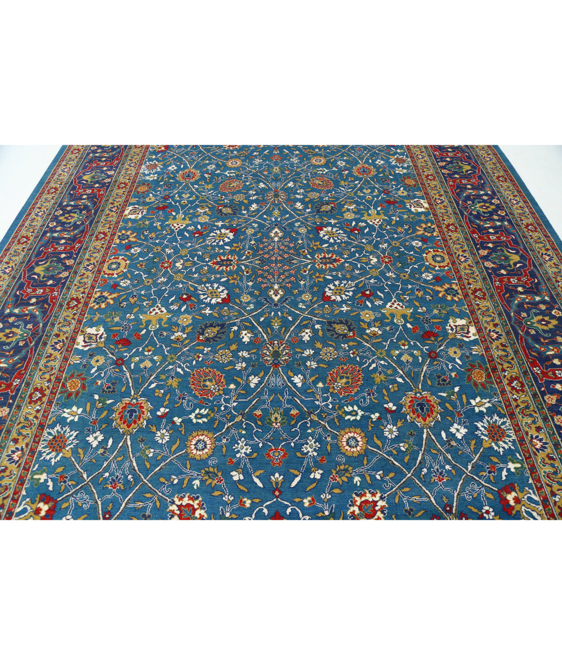 Gulshan 8'10'' X 12'1'' Power-Loomed Wool-Bamboo Silk Rug 8'10'' x 12'1'' (265 X 363) / Teal / Blue