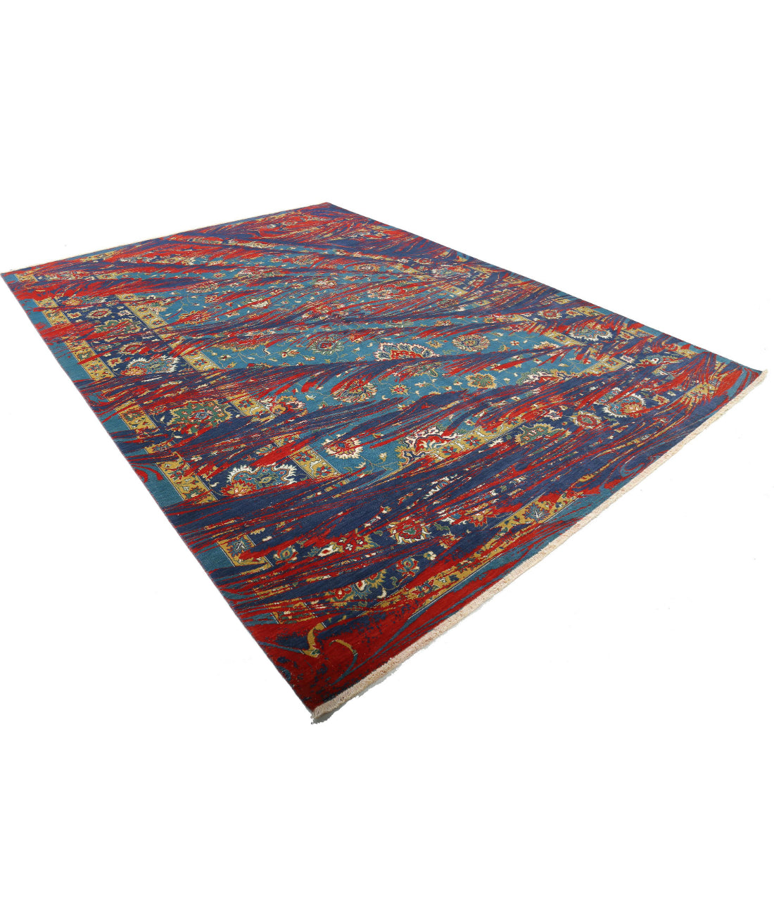 Gulshan 8'10'' X 12'3'' Power-Loomed Wool-Bamboo Silk Rug 8'10'' x 12'3'' (265 X 368) / Teal / Blue