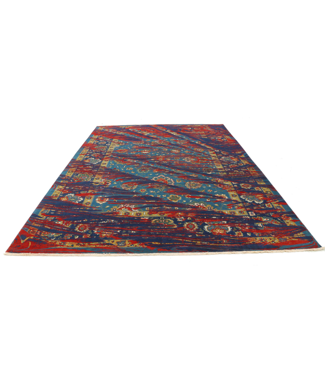 Gulshan 8'10'' X 12'3'' Power-Loomed Wool-Bamboo Silk Rug 8'10'' x 12'3'' (265 X 368) / Teal / Blue