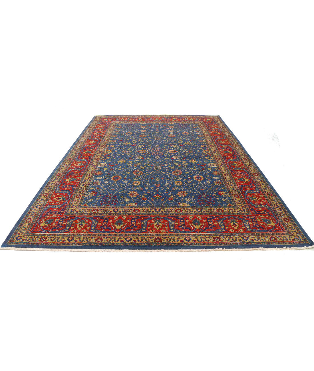 Gulshan 8'10'' X 12'2'' Power-Loomed Wool-Bamboo Silk Rug 8'10'' x 12'2'' (265 X 365) / Blue / Red