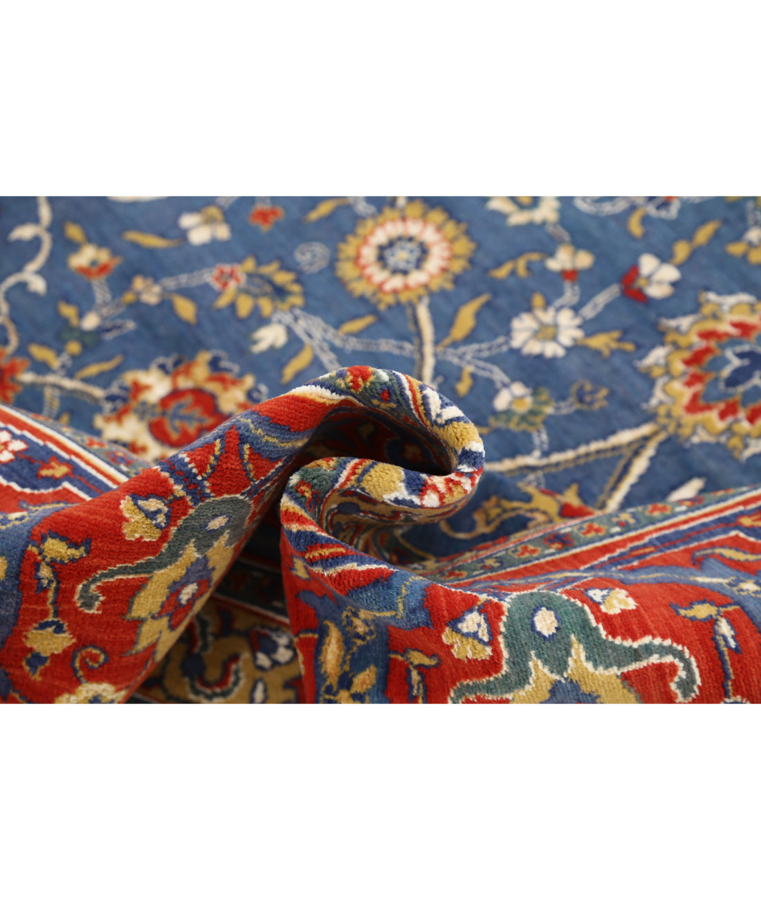 Gulshan 8'10'' X 12'2'' Power-Loomed Wool-Bamboo Silk Rug 8'10'' x 12'2'' (265 X 365) / Blue / Red