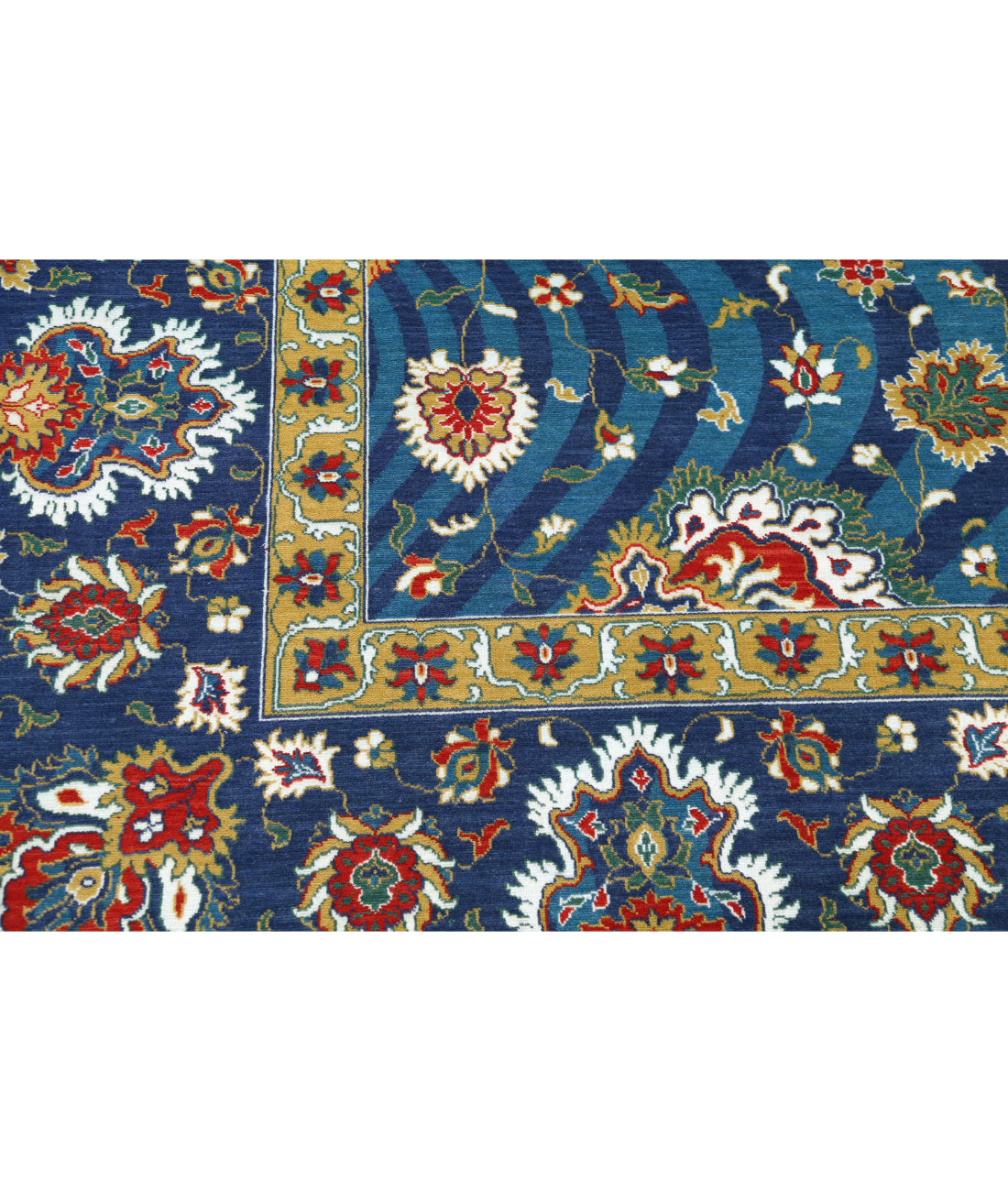 Gulshan 8'10'' X 12'3'' Power-Loomed Wool-Bamboo Silk Rug 8'10'' x 12'3'' (265 X 368) / Teal / Blue