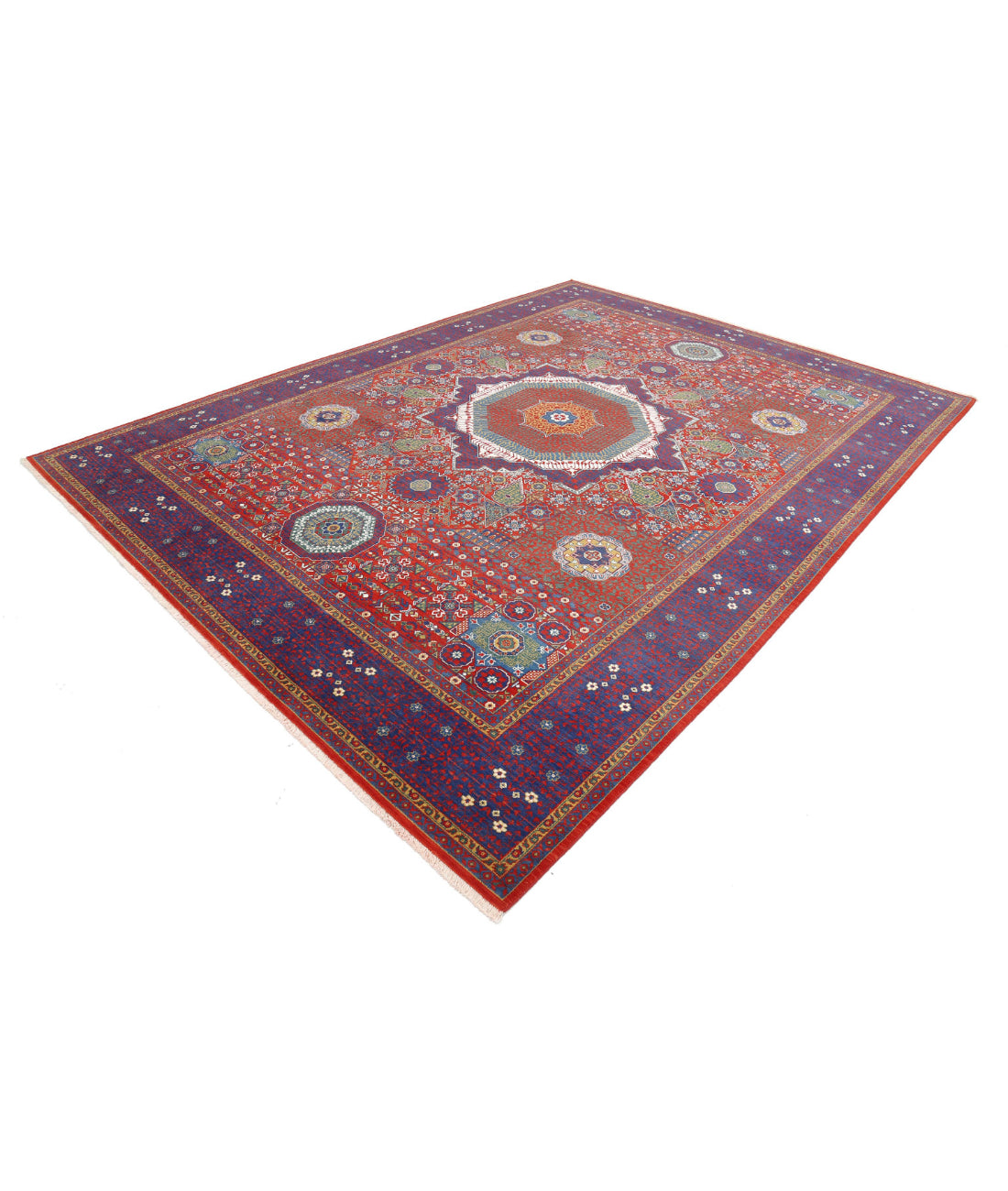 Gulshan 8'10'' X 11'11'' Power-Loomed Wool-Bamboo Silk Rug 8'10'' x 11'11'' (265 X 358) / Red / Blue
