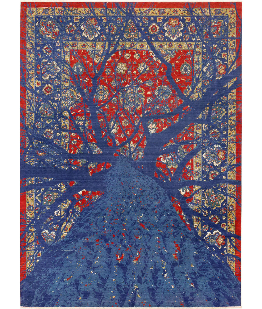 Gulshan 8'11'' X 12'4'' Power-Loomed Wool-Bamboo Silk Rug 8'11'' x 12'4'' (268 X 370) / Red / Blue