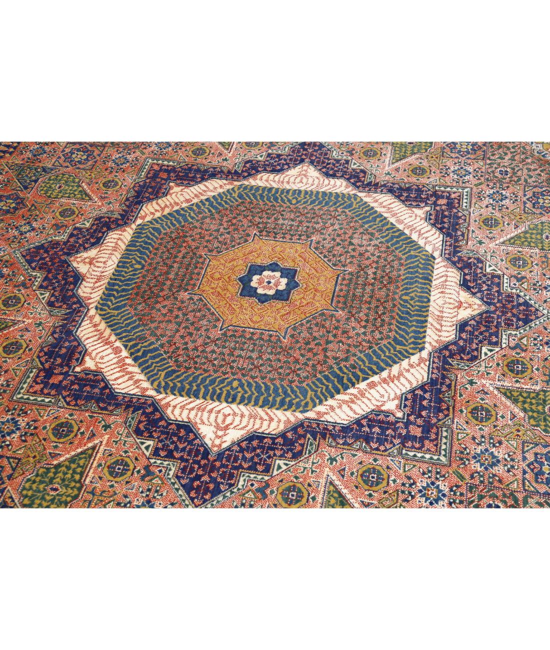 Gulshan 8'10'' X 11'11'' Power-Loomed Wool-Bamboo Silk Rug 8'10'' x 11'11'' (265 X 358) / Red / Blue