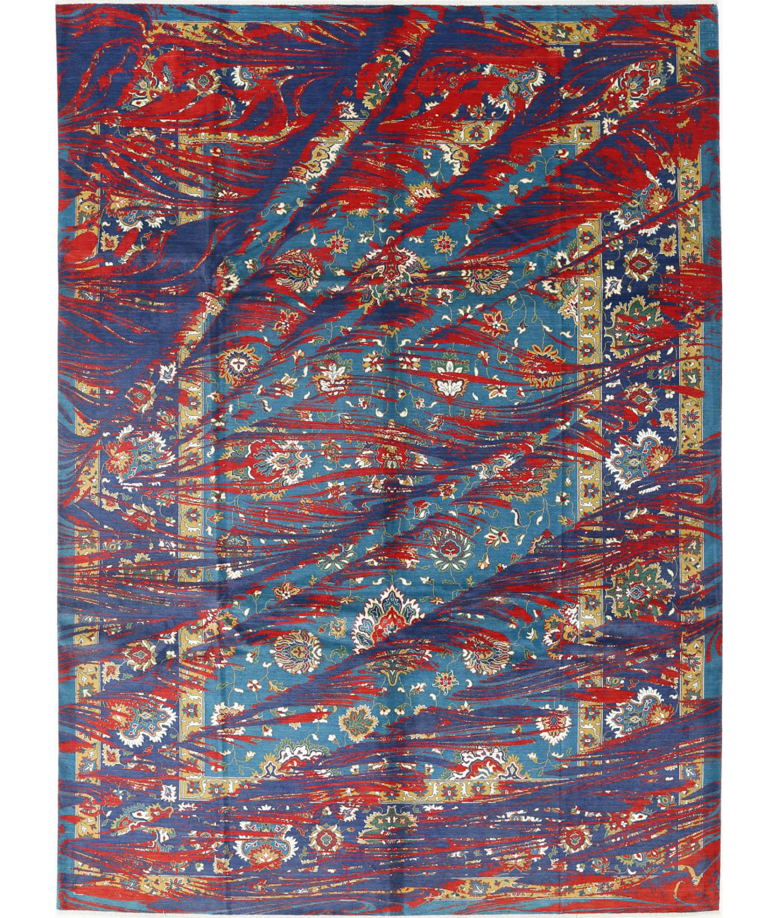 Gulshan 8'10'' X 12'3'' Power-Loomed Wool-Bamboo Silk Rug 8'10'' x 12'3'' (265 X 368) / Red / Blue