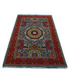 Gulshan 3'10'' X 6'0'' Power-Loomed Wool-Bamboo Silk Rug 3'10'' x 6'0'' (115 X 180) / Blue / Red