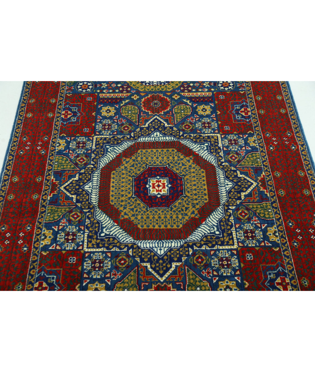 Gulshan 3'10'' X 6'0'' Power-Loomed Wool-Bamboo Silk Rug 3'10'' x 6'0'' (115 X 180) / Blue / Red