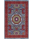 Gulshan 3'10'' X 6'0'' Power-Loomed Wool-Bamboo Silk Rug 3'10'' x 6'0'' (115 X 180) / Blue / Red