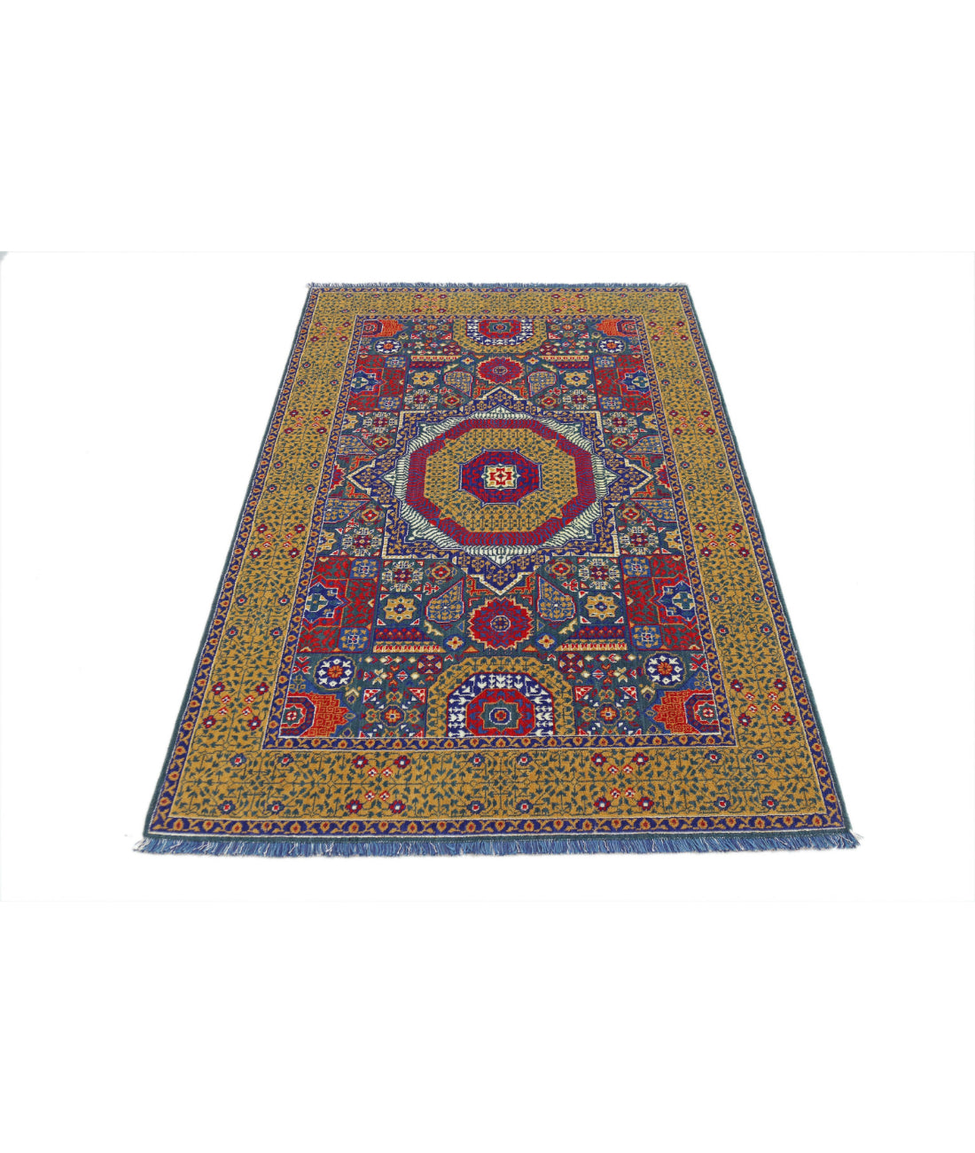 Gulshan 3'10'' X 6'0'' Power-Loomed Wool-Bamboo Silk Rug 3'10'' x 6'0'' (115 X 180) / Green / Gold
