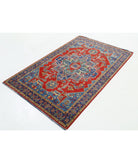 Gulshan 3'10'' X 6'0'' Power-Loomed Wool-Bamboo Silk Rug 3'10'' x 6'0'' (115 X 180) / Red / Blue