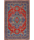 Gulshan 3'10'' X 6'0'' Power-Loomed Wool-Bamboo Silk Rug 3'10'' x 6'0'' (115 X 180) / Red / Blue