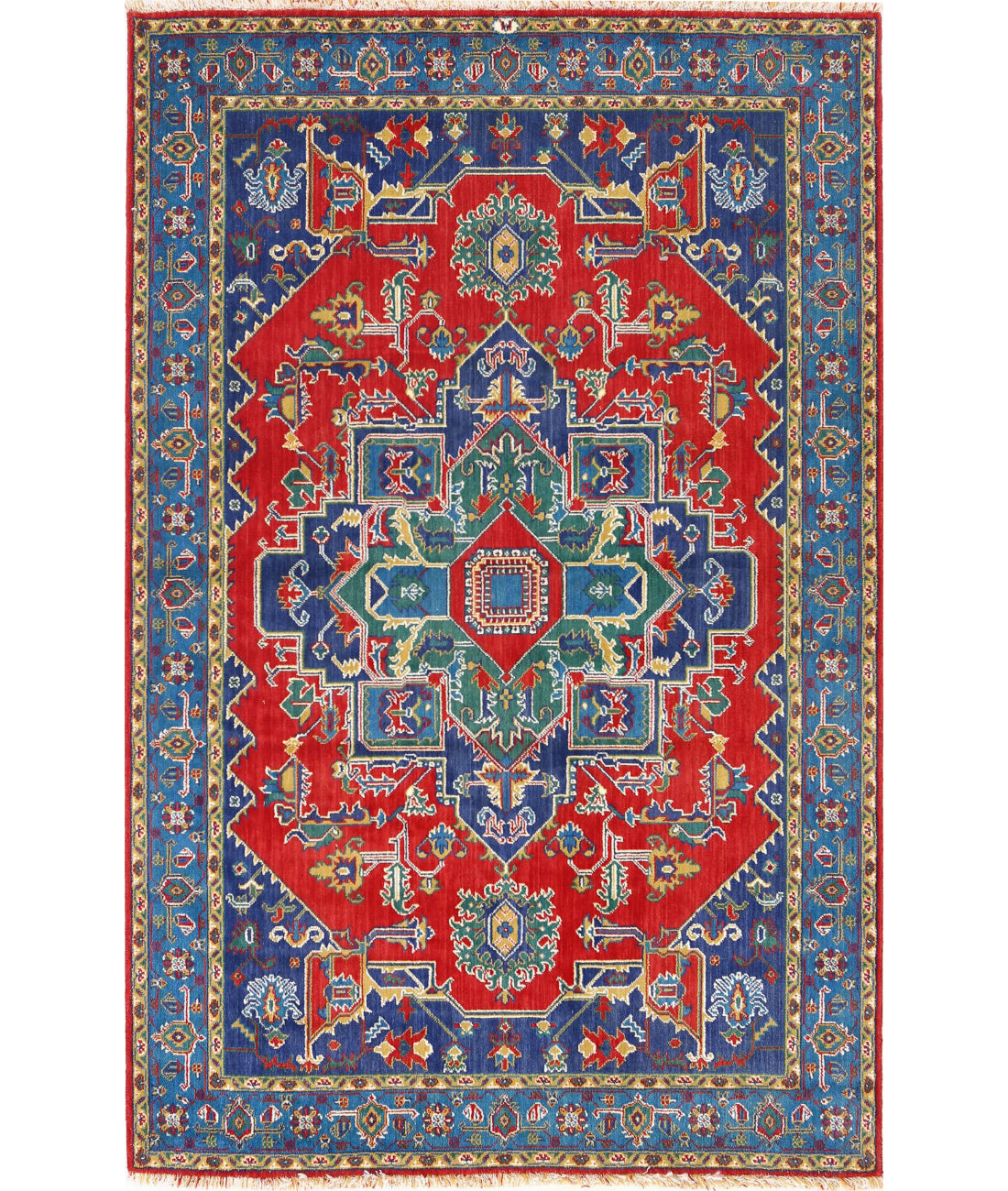 Gulshan 3'10'' X 6'0'' Power-Loomed Wool-Bamboo Silk Rug 3'10'' x 6'0'' (115 X 180) / Red / Blue