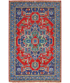 Gulshan 3'10'' X 6'0'' Power-Loomed Wool-Bamboo Silk Rug 3'10'' x 6'0'' (115 X 180) / Red / Blue