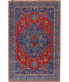 Gulshan 3'10'' X 6'0'' Power-Loomed Wool Rug 3'10'' x 6'0'' (115 X 180) / Blue / Red