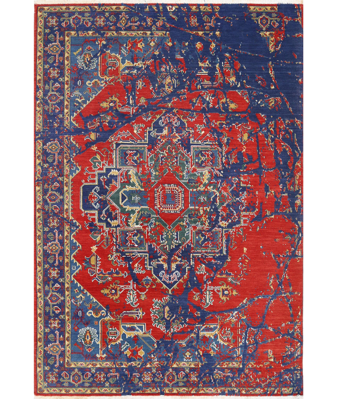 Gulshan 3'11'' X 5'9'' Power-Loomed Wool-Bamboo Silk Rug 3'11'' x 5'9'' (118 X 173) / Red / Blue