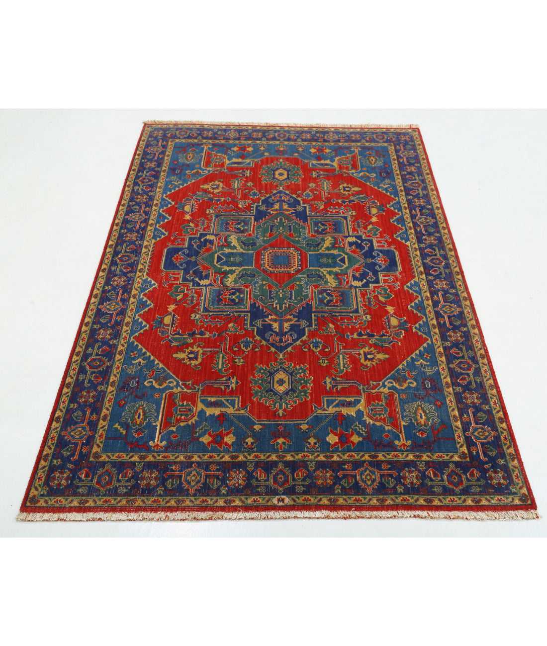 Gulshan 3'1'' X 6'1'' Power-Loomed Wool-Bamboo Silk Rug 3'1'' x 6'1'' (93 X 183) / Red / Blue