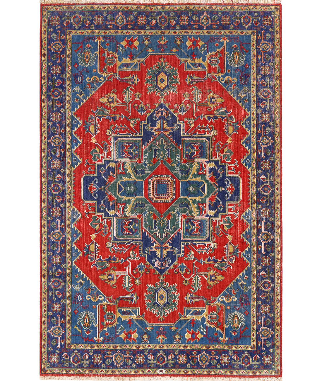 Gulshan 3'1'' X 6'1'' Power-Loomed Wool-Bamboo Silk Rug 3'1'' x 6'1'' (93 X 183) / Red / Blue