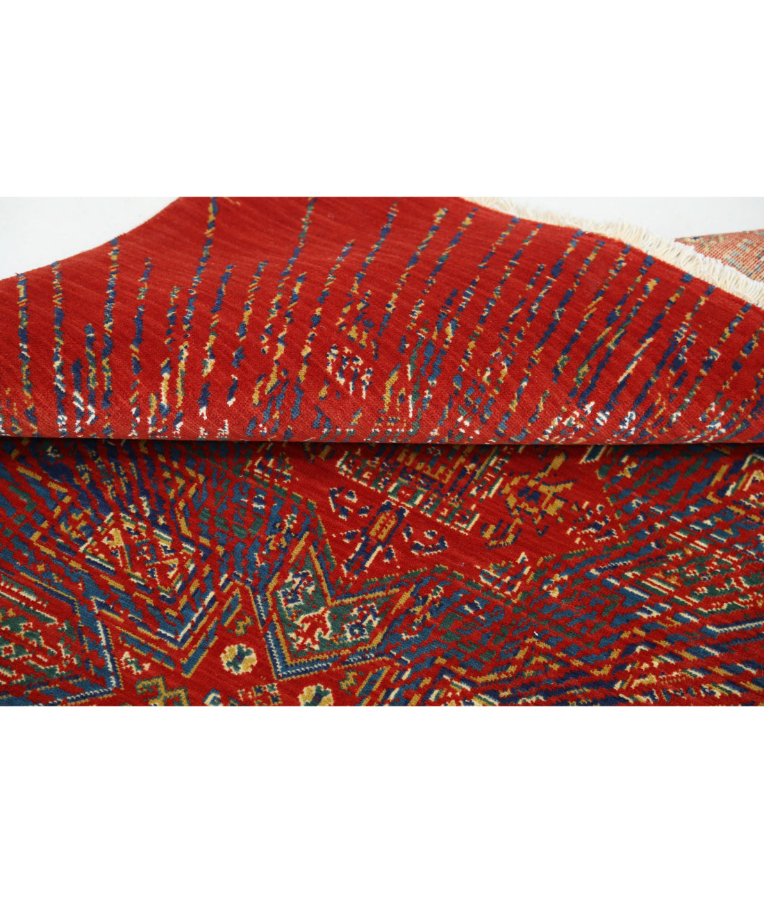 Gulshan 4'0'' X 5'9'' Power-Loomed Wool-Bamboo Silk Rug 4'0'' x 5'9'' (120 X 173) / Red / Blue
