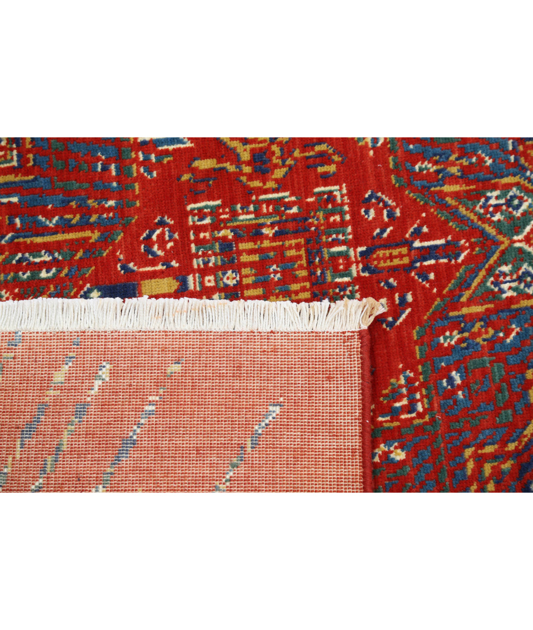 Gulshan 4'0'' X 5'9'' Power-Loomed Wool-Bamboo Silk Rug 4'0'' x 5'9'' (120 X 173) / Red / Blue
