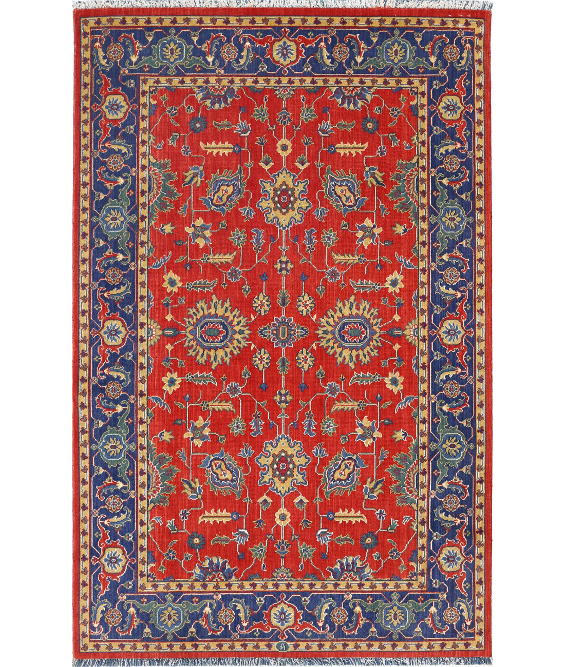 Gulshan 3'10'' X 6'0'' Power-Loomed Wool-Bamboo Silk Rug 3'10'' x 6'0'' (115 X 180) / Red / Blue
