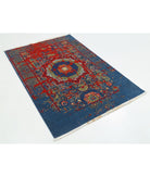 Gulshan 3'11'' X 5'9'' Power-Loomed Wool-Bamboo Silk Rug 3'11'' x 5'9'' (118 X 173) / Blue / Red