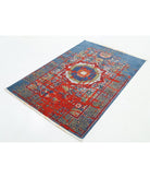 Gulshan 3'11'' X 5'9'' Power-Loomed Wool-Bamboo Silk Rug 3'11'' x 5'9'' (118 X 173) / Blue / Red
