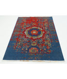 Gulshan 3'11'' X 5'9'' Power-Loomed Wool-Bamboo Silk Rug 3'11'' x 5'9'' (118 X 173) / Blue / Red