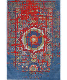 Gulshan 3'11'' X 5'9'' Power-Loomed Wool-Bamboo Silk Rug 3'11'' x 5'9'' (118 X 173) / Blue / Red
