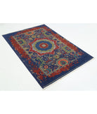 Gulshan 4'0'' X 5'9'' Power-Loomed Wool-Bamboo Silk Rug 4'0'' x 5'9'' (120 X 173) / Blue / Blue