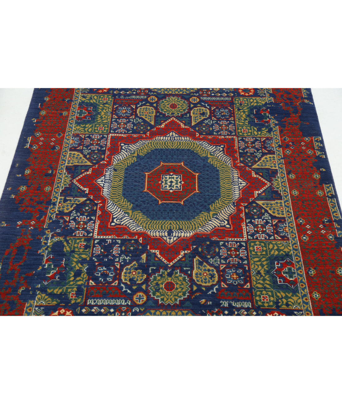 Gulshan 4'0'' X 5'9'' Power-Loomed Wool-Bamboo Silk Rug 4'0'' x 5'9'' (120 X 173) / Blue / Blue