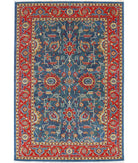 Gulshan 3'11'' X 5'10'' Power-Loomed Wool-Bamboo Silk Rug 3'11'' x 5'10'' (118 X 175) / Blue / Red