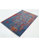 Gulshan 4'0'' X 5'9'' Power-Loomed Wool-Bamboo Silk Rug 4'0'' x 5'9'' (120 X 173) / Blue / Red