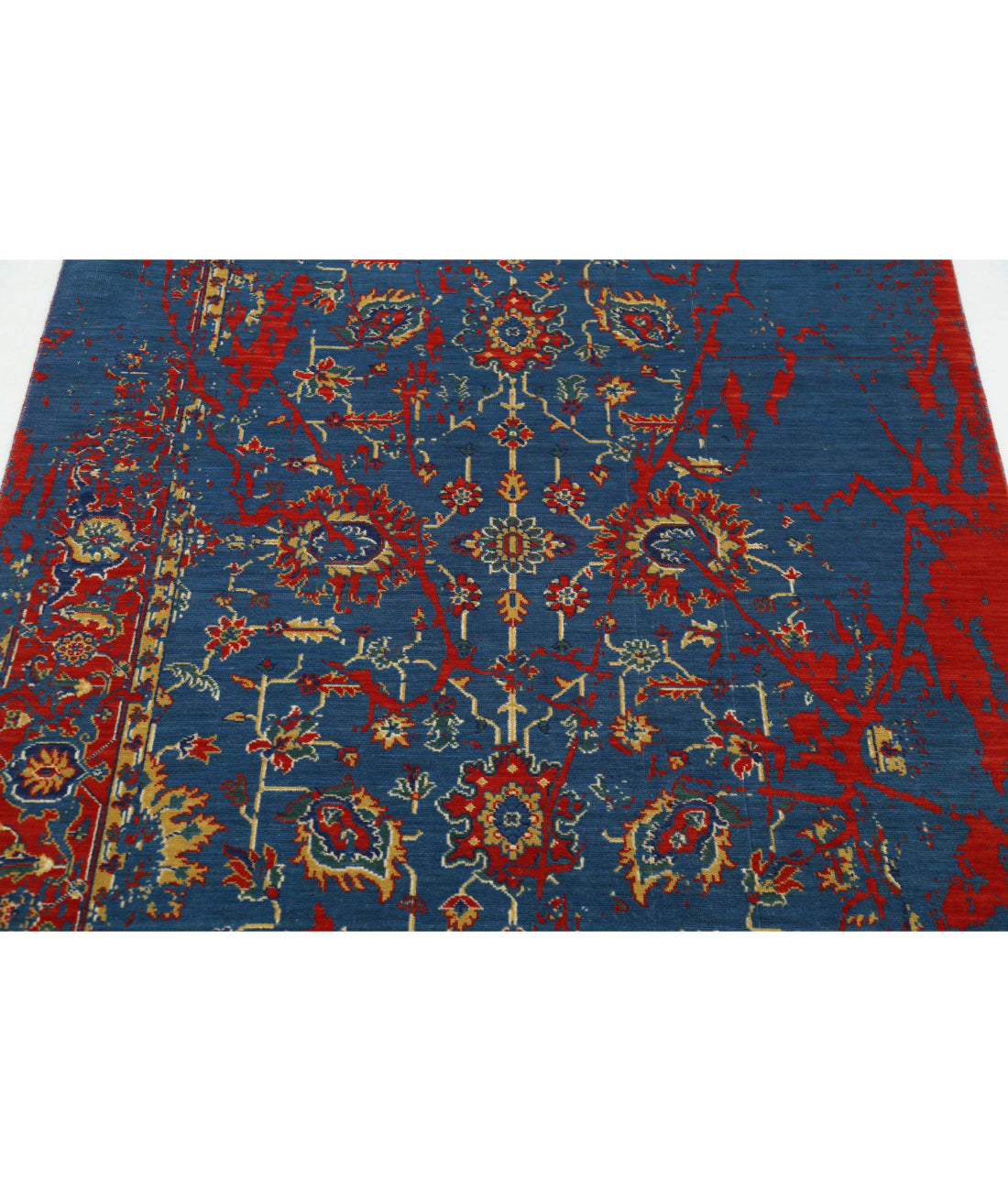 Gulshan 4'0'' X 5'9'' Power-Loomed Wool-Bamboo Silk Rug 4'0'' x 5'9'' (120 X 173) / Blue / Red