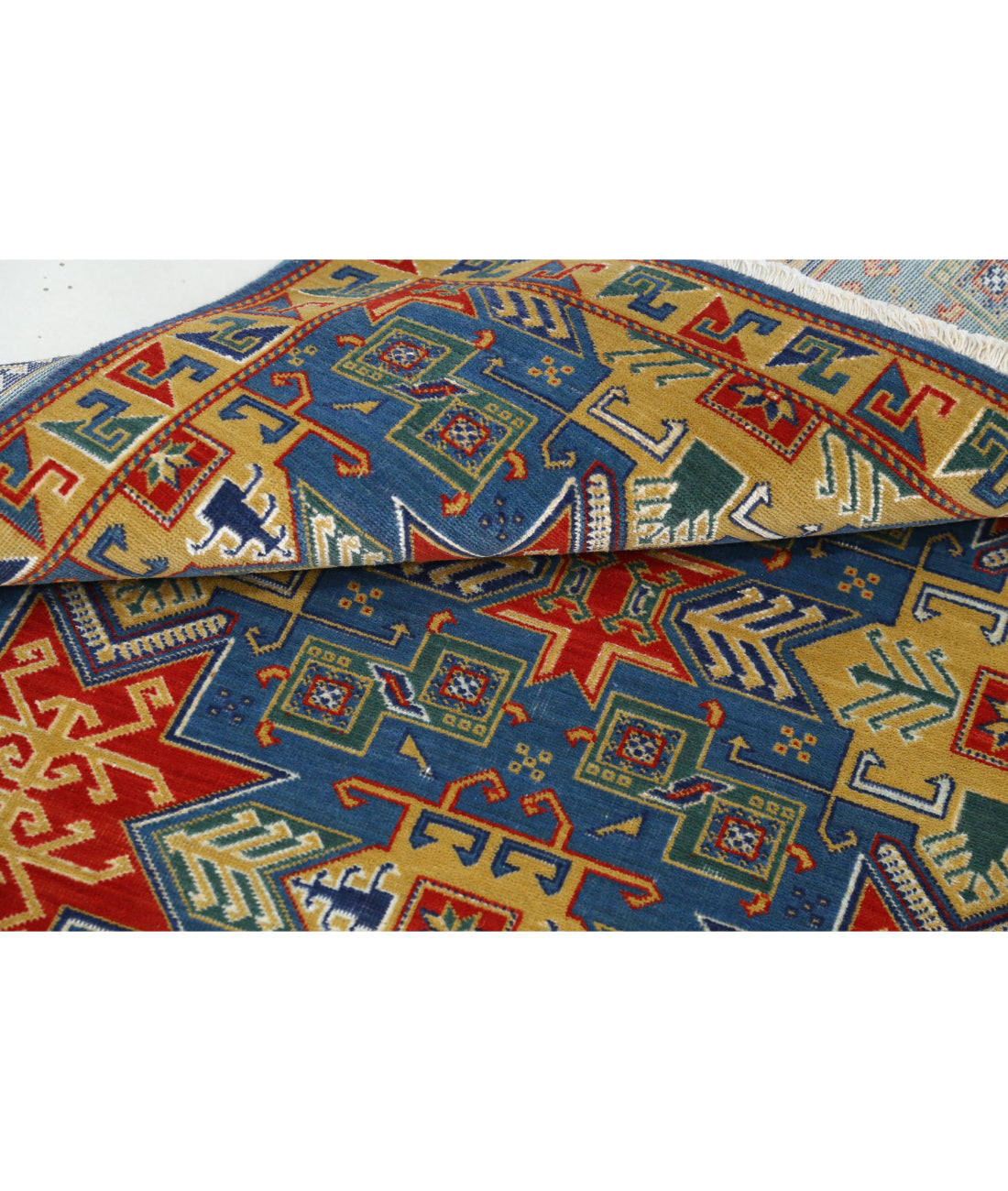 Gulshan 4'0'' X 5'9'' Power-Loomed Wool-Bamboo Silk Rug 4'0'' x 5'9'' (120 X 173) / Blue / Gold