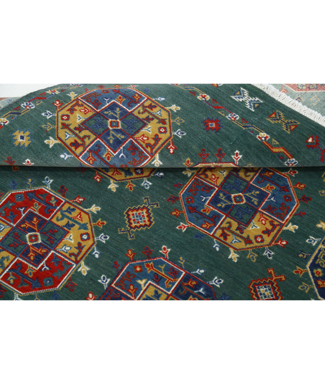 Gulshan 4'0'' X 5'10'' Power-Loomed Wool-Bamboo Silk Rug 4'0'' x 5'10'' (120 X 175) / Green / Blue
