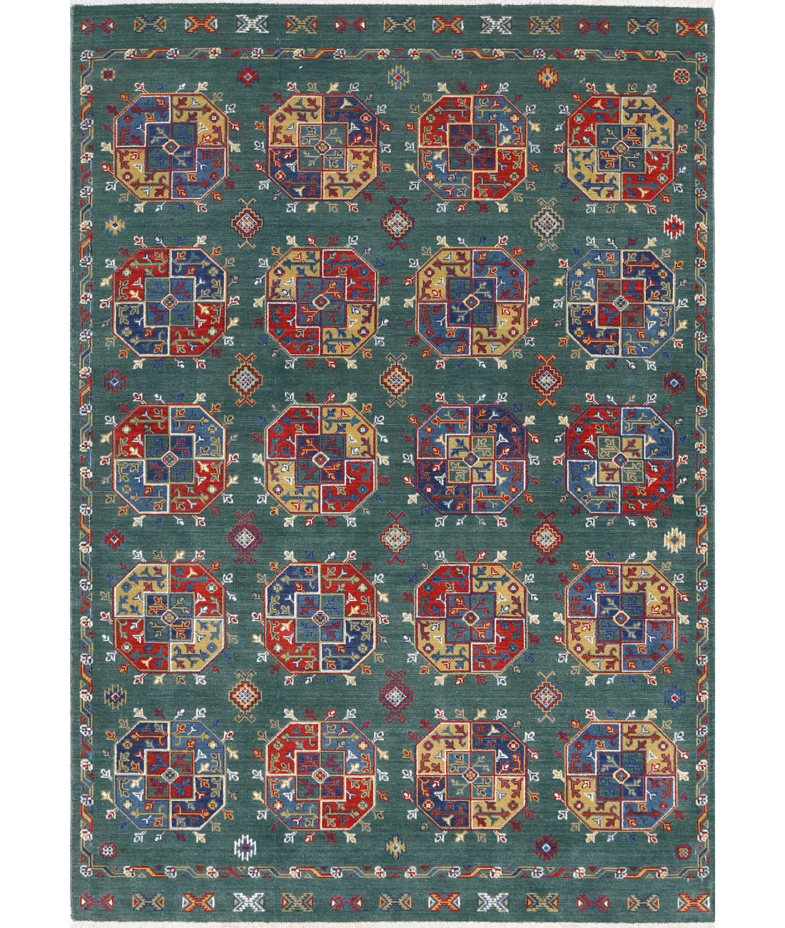 Gulshan 4'0'' X 5'10'' Power-Loomed Wool-Bamboo Silk Rug 4'0'' x 5'10'' (120 X 175) / Green / Blue