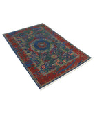 Gulshan 3'11'' X 5'9'' Power-Loomed Wool-Bamboo Silk Rug 3'11'' x 5'9'' (118 X 173) / Green / Red