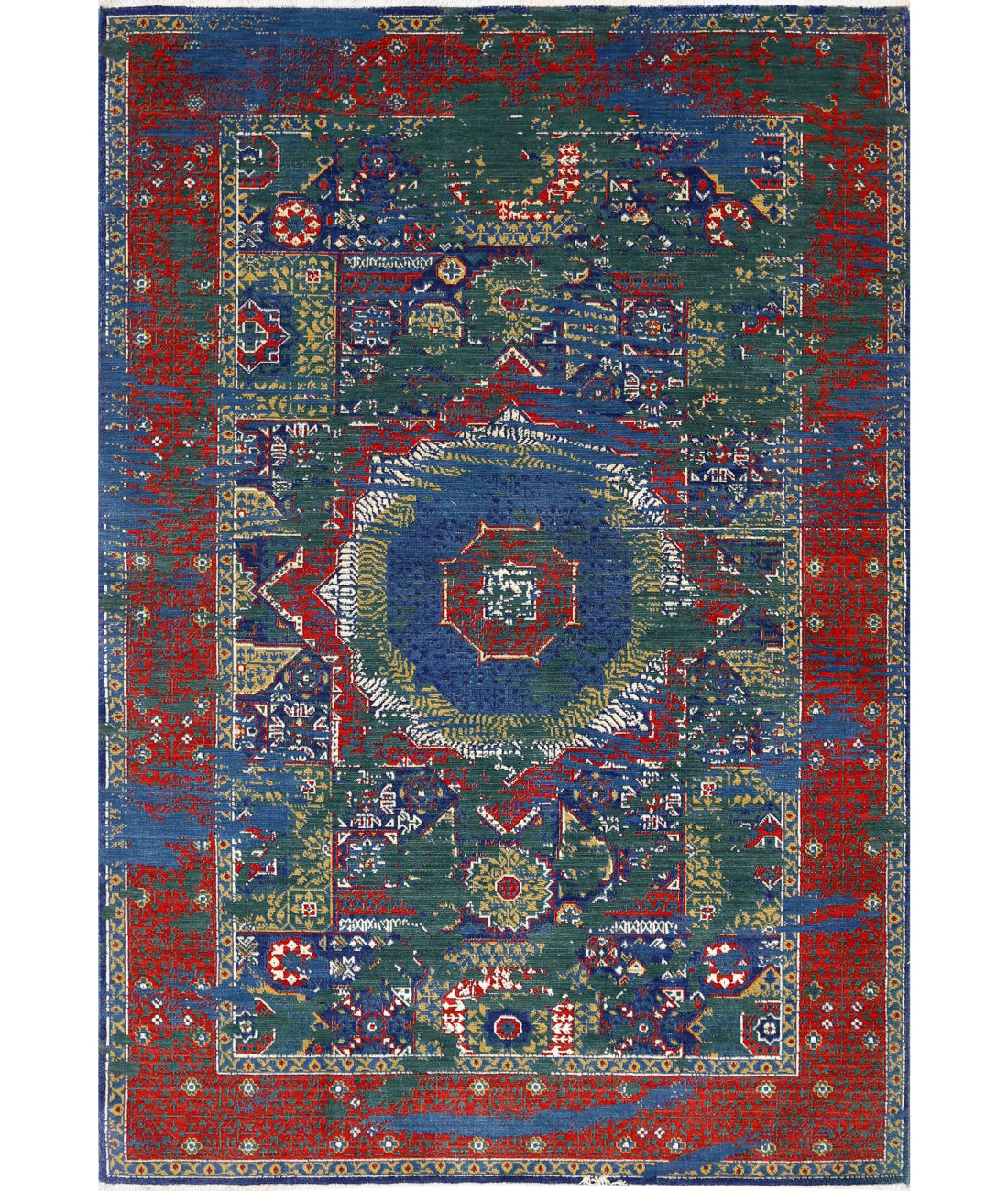 Gulshan 3'11'' X 5'9'' Power-Loomed Wool-Bamboo Silk Rug 3'11'' x 5'9'' (118 X 173) / Green / Red