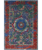 Gulshan 3'11'' X 5'9'' Power-Loomed Wool-Bamboo Silk Rug 3'11'' x 5'9'' (118 X 173) / Green / Red