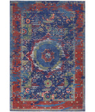 Gulshan 3'11'' X 5'9'' Power-Loomed Wool-Bamboo Silk Rug 3'11'' x 5'9'' (118 X 173) / Blue / Red