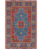 Gulshan 3'10'' X 6'0'' Power-Loomed Wool-Bamboo Silk Rug 3'10'' x 6'0'' (115 X 180) / Red / Blue